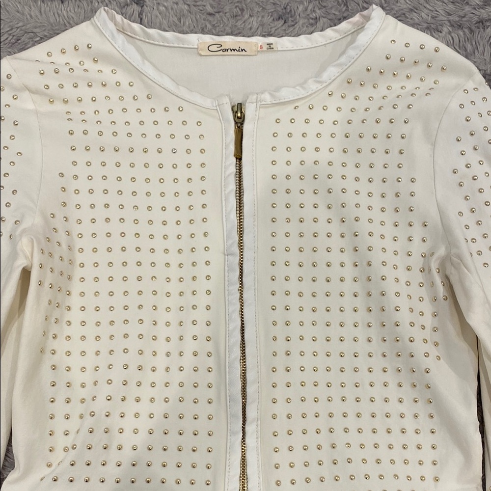 Cameo White Jacket with Gold Studs